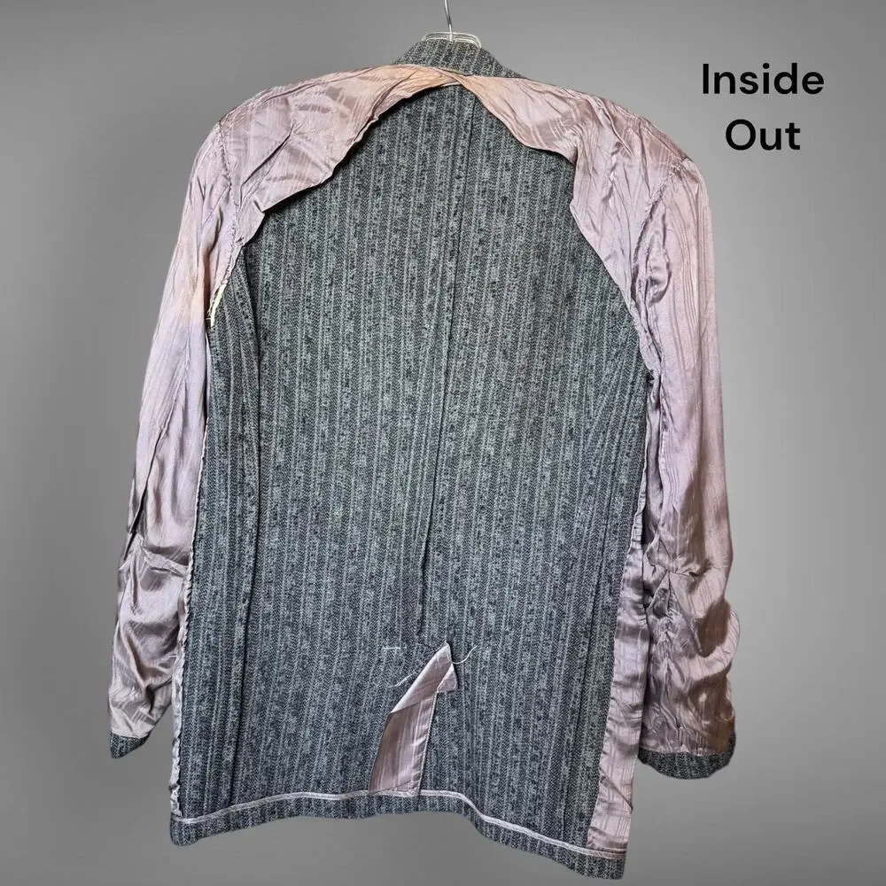 Vintage Harris Wool Tweed Blazer 38R Mod Jacket 1950s Grey 3 Button Sport Coat